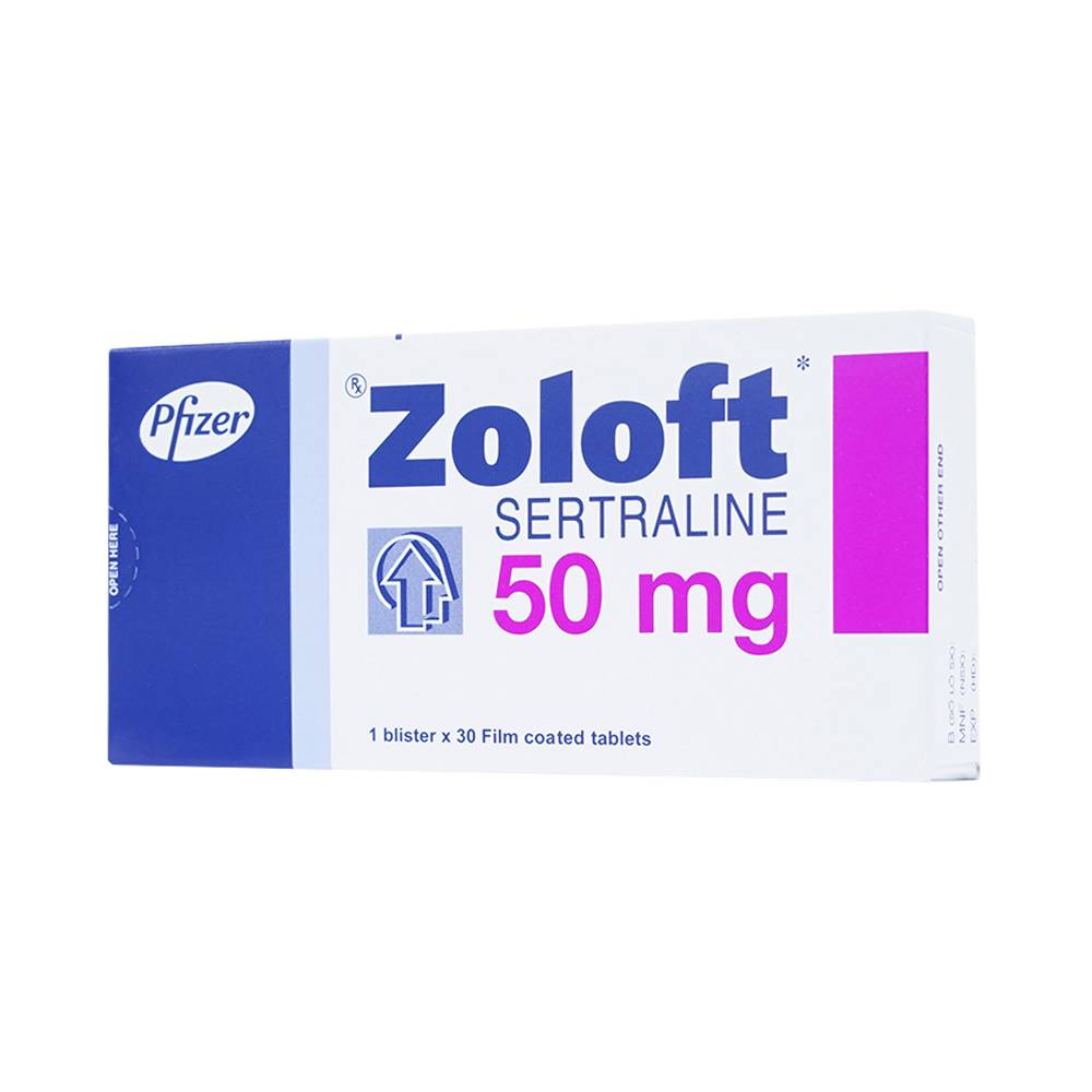 Hình ảnh Thuốc Zoloft Sertraline 50mg Pfizer điều trị triệu chứng bệnh trầm cảm (1 vỉ x 30 viên)