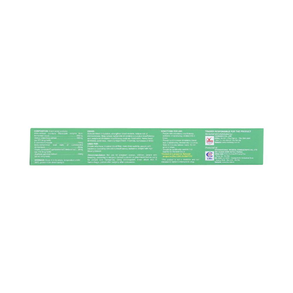 Hình ảnh Viên uống Minh Thông Vương IMC hỗ trợ giảm xơ vữa động mạch, tai biến (2 vỉ x 10 viên)