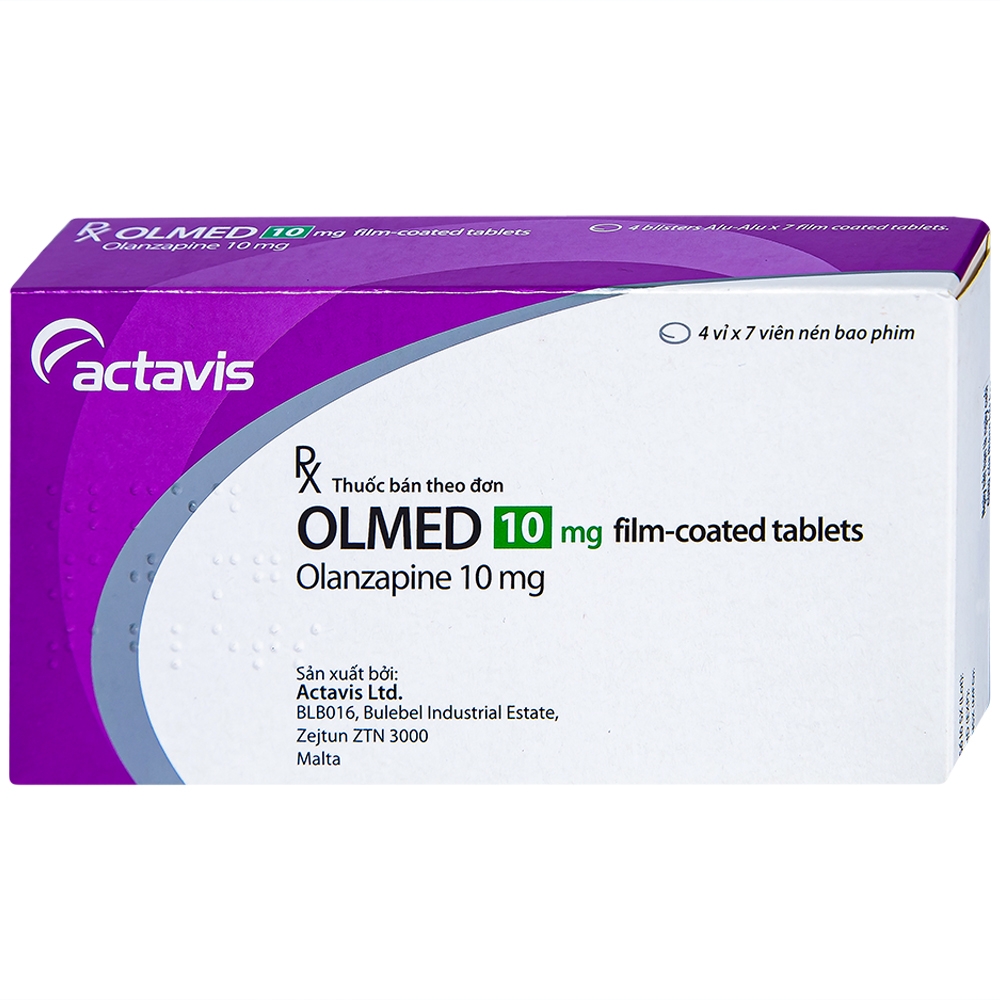 Hình ảnh Viên nén Olmed 10mg Actavis điều trị chống loạn thần (4 vỉ x 7 viên)
