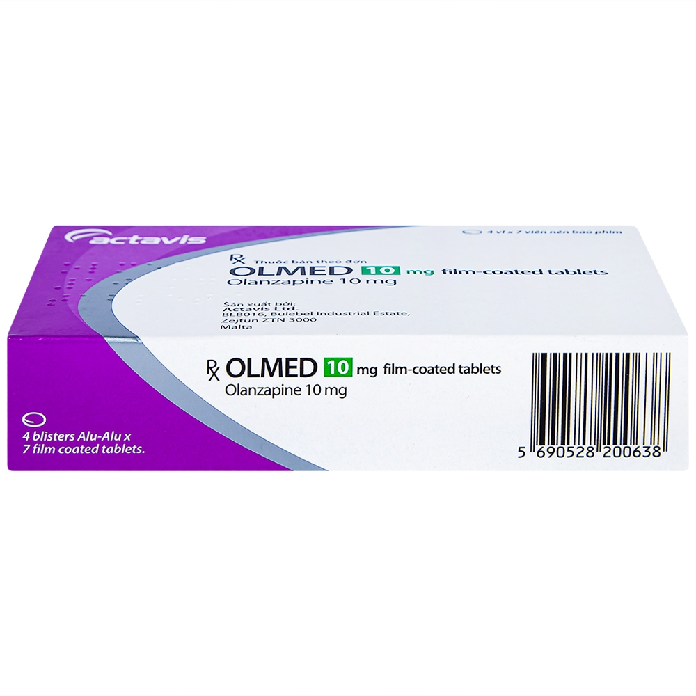 Hình ảnh Viên nén Olmed 10mg Actavis điều trị chống loạn thần (4 vỉ x 7 viên)