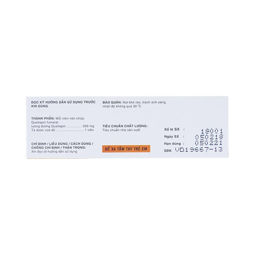 Hình ảnh Thuốc Queitoz-200 Davipharm điều trị tâm thần phân liệt (4 vỉ x 7 viên)