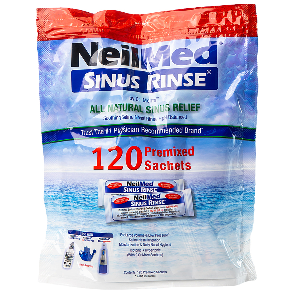 Hình ảnh Gói hỗn hợp pha dung dịch rửa mũi NeilMed Sinus Rinse giảm và ngăn ngừa các chứng viêm mũi dị ứng (120 gói)