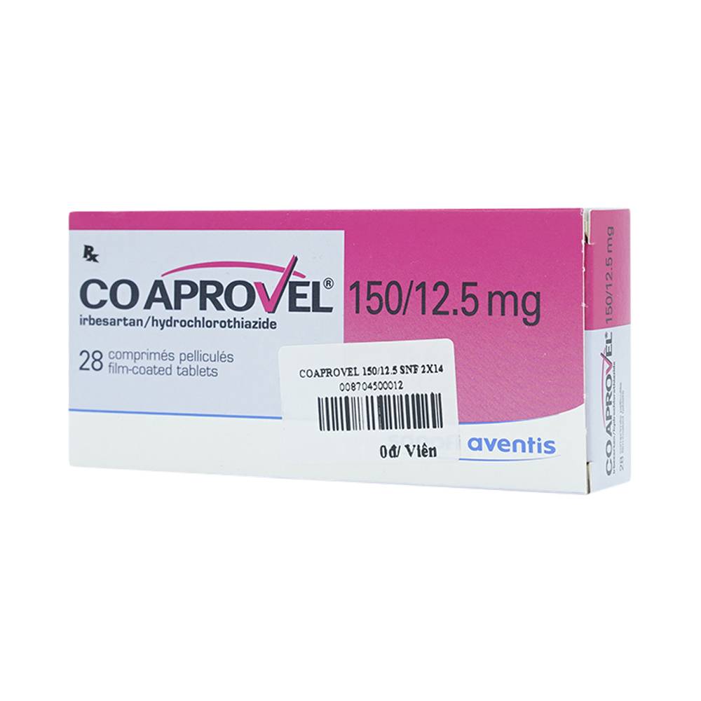 Hình ảnh Thuốc Coaprovel 150mg/12.5mg Sanofi điều trị tăng huyết áp nguyên phát (2 vỉ x 14 viên)