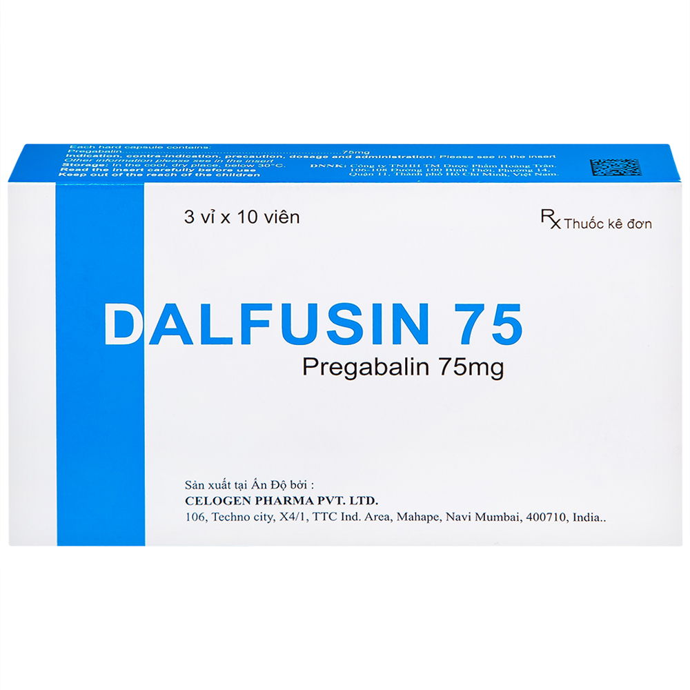 Hình ảnh Thuốc Dalfusin 75 Celogen điều trị đau thần kinh, hỗ trợ điều trị động kinh (3 vỉ x 10 viên)