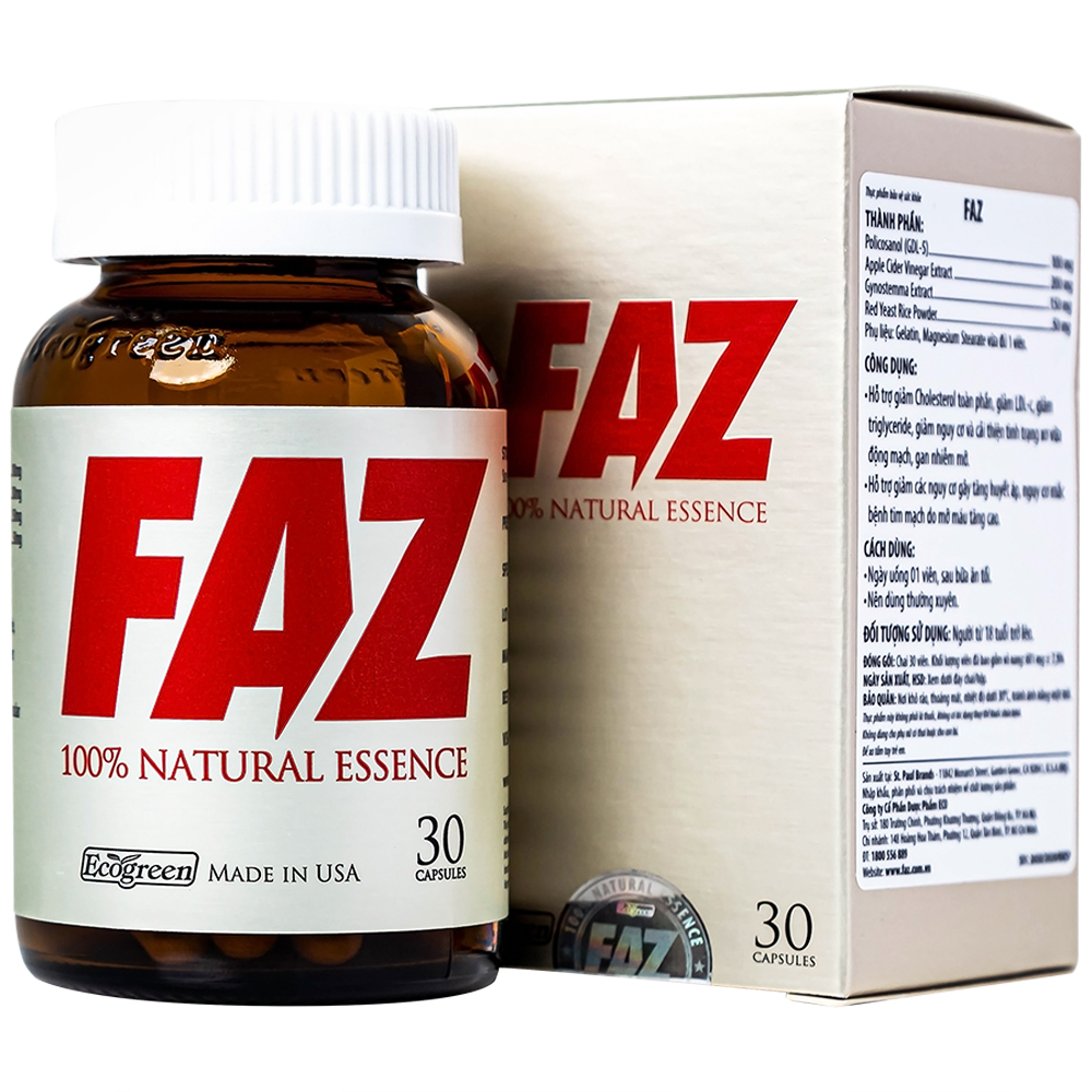Hình ảnh Viên uống FAZ Ecogreen hỗ trợ giảm cholesterol toàn phần, giảm LDL-c (30 viên)