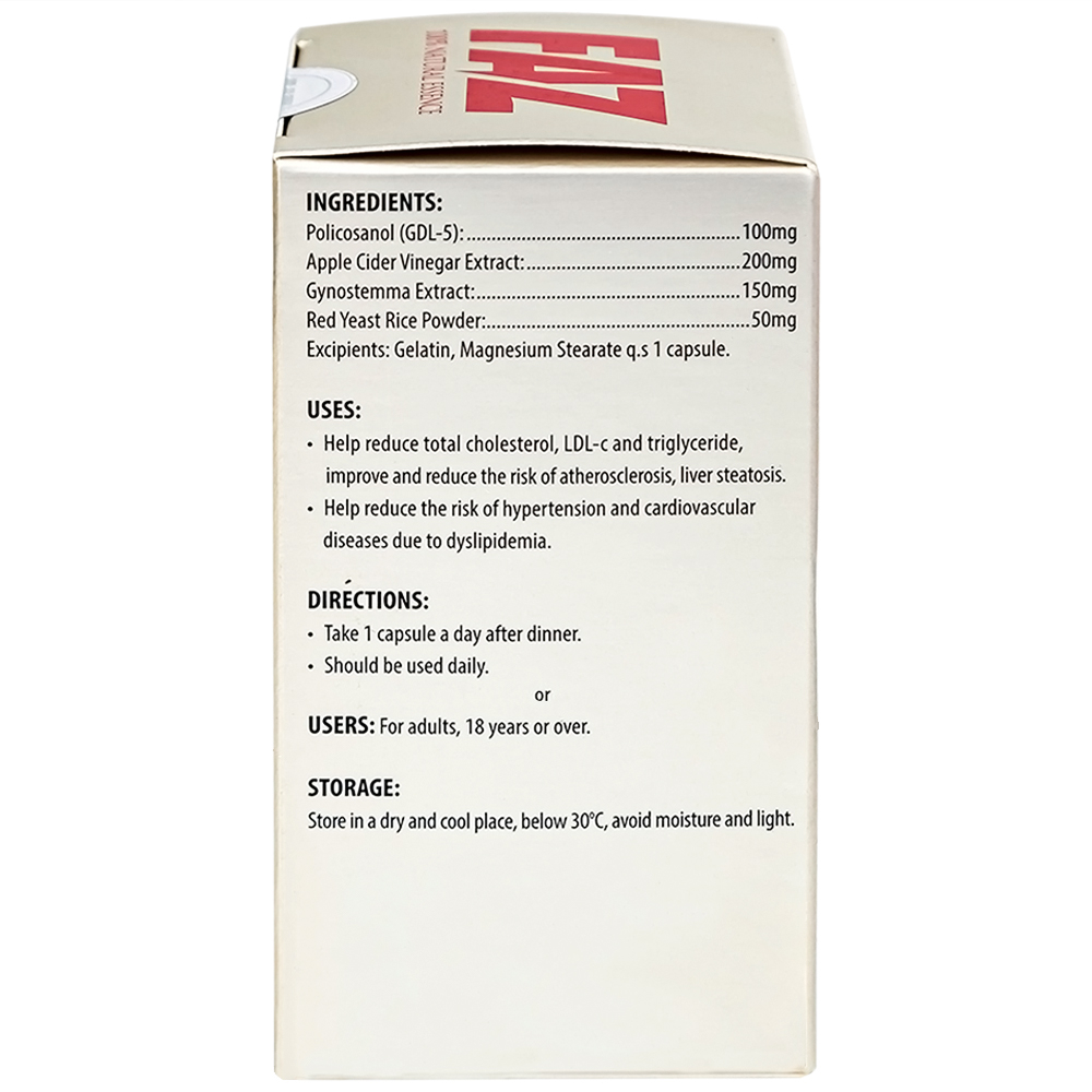 Hình ảnh Viên uống FAZ Ecogreen hỗ trợ giảm cholesterol toàn phần, giảm LDL-c (30 viên)