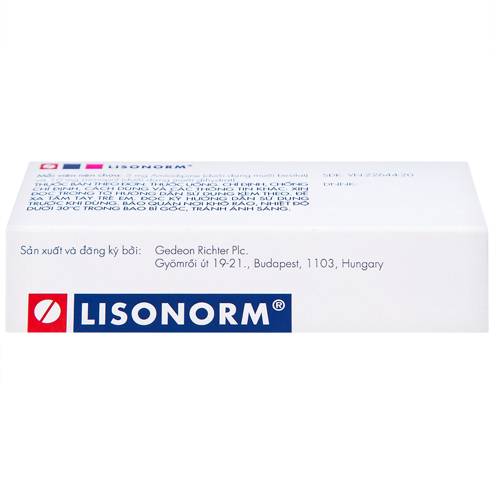 Hình ảnh Viên nén Lisonorm Gedeon điều trị tăng huyết áp vô căn (3 vỉ x 10 viên)