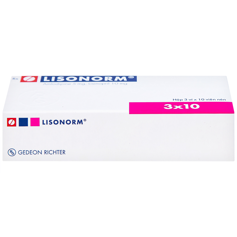 Hình ảnh Viên nén Lisonorm Gedeon điều trị tăng huyết áp vô căn (3 vỉ x 10 viên)