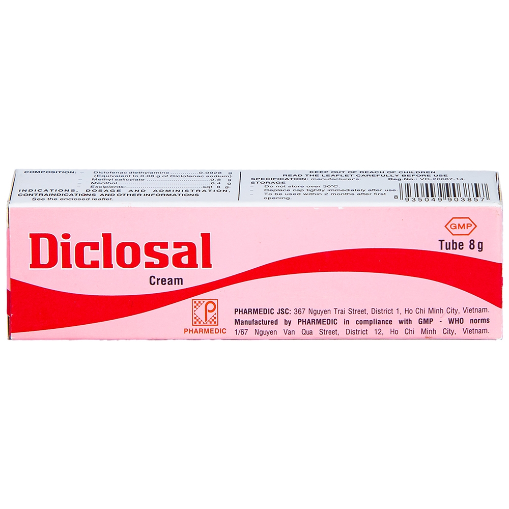 Hình ảnh Kem bôi da Diclosal Cream Pharmedic điều trị thấp ngoài khớp, viêm xương khớp (8g)