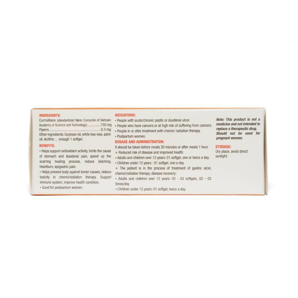 Hình ảnh Viên uống CumarGold Nano Curcumin CVI Pharma giảm tác nhân gây ung bướu, viêm loét dạ dày (3 vỉ x 10 viên)