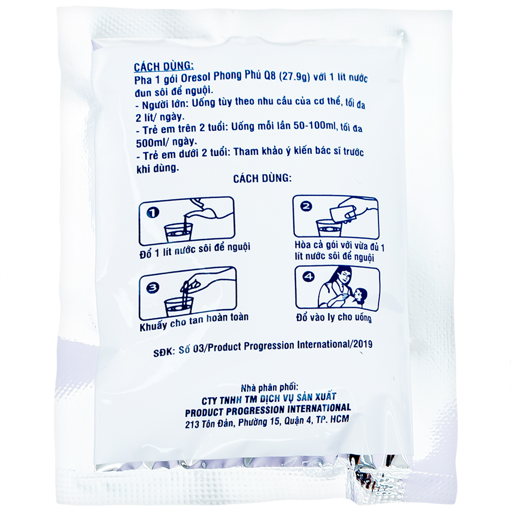 Hình ảnh Bột pha Oresol Phong Phú Q8 PPI giúp bù nước và chất điện giải (100 gói)