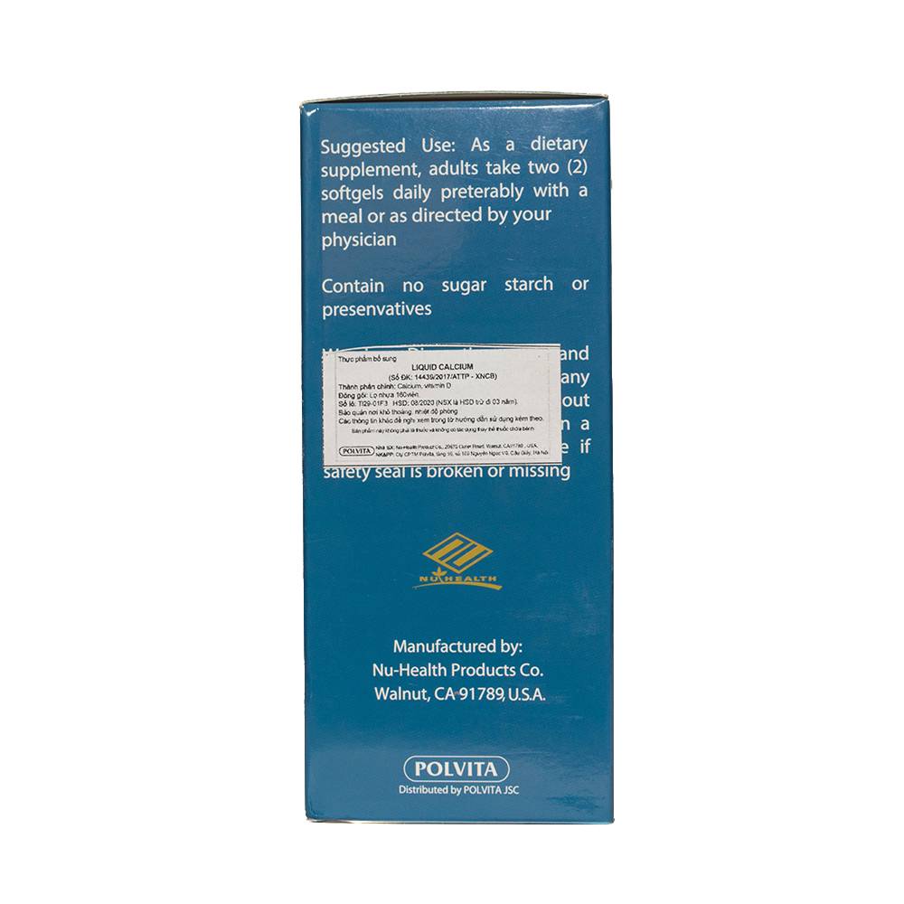 Hình ảnh Viên uống Liquid Calcium Nu-Health bổ sung canxi, vitamin D cần thiết cho cơ thể (160 viên)