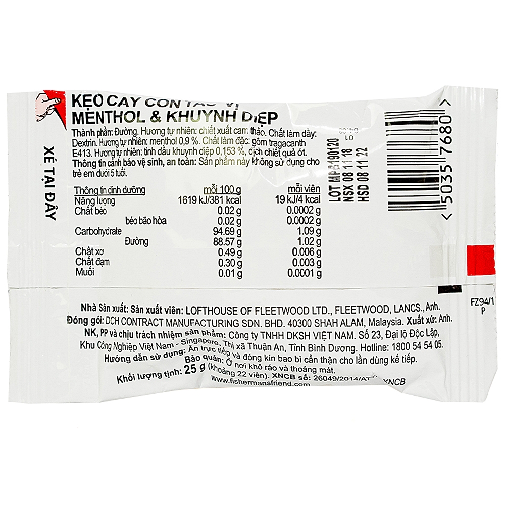 Hình ảnh Kẹo con tàu Fisherman's Friend vị khuynh diệp thông cổ, mát họng, thông mũi (25g)