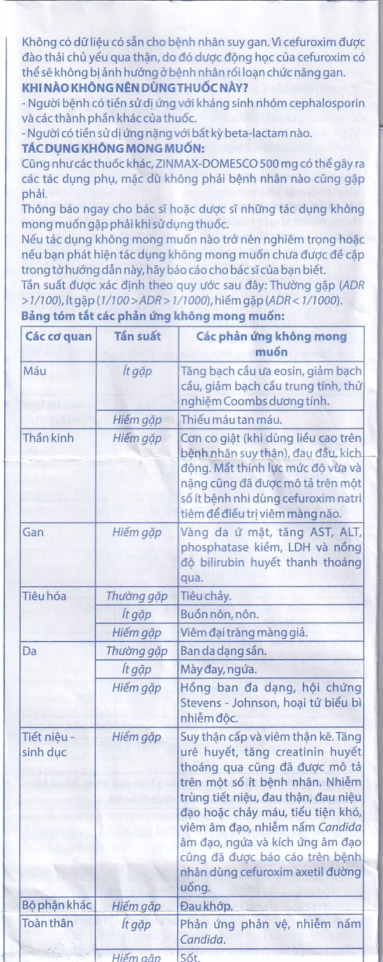 Hình ảnh Thuốc Zinmax-Domesco 500mg điều trị nhiễm khuẩn da, nhiễm khuẩn đường tiết niệu (3 vỉ x 10 viên)