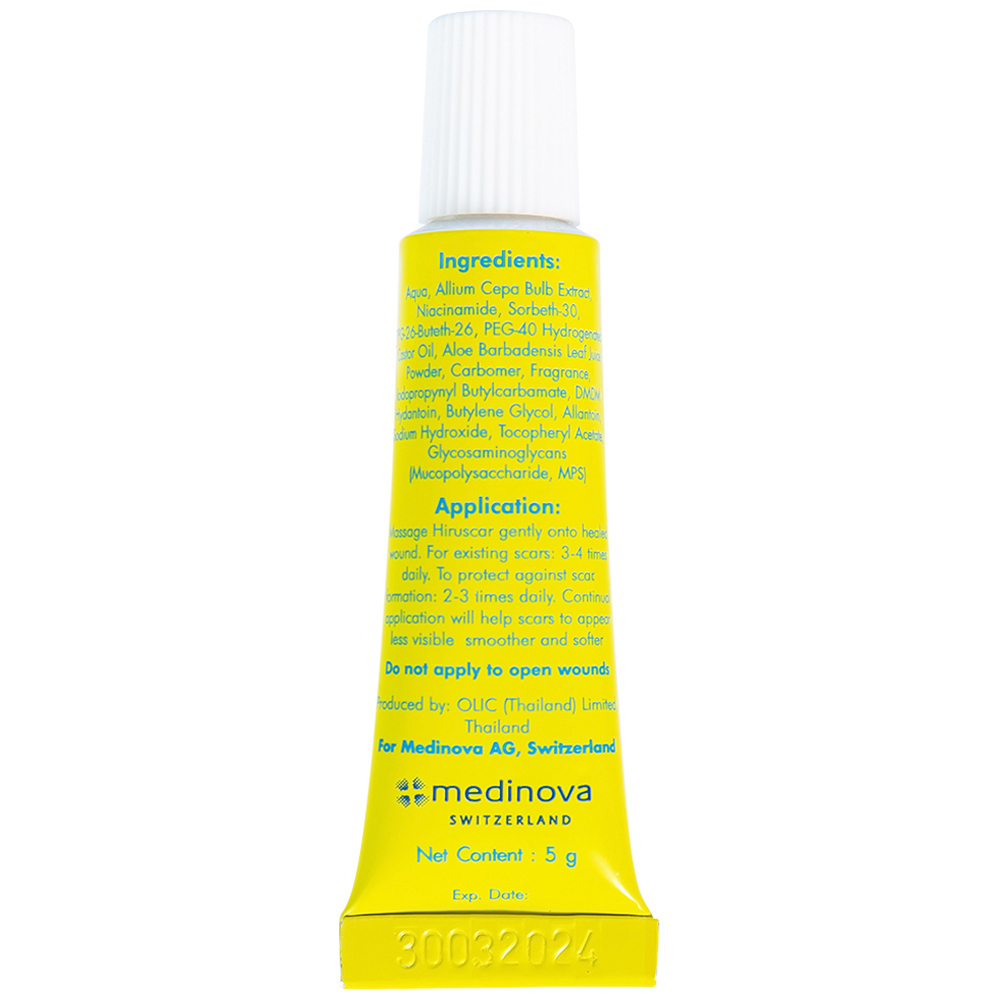 Hình ảnh Gel Hiruscar Medinova điều trị sẹo lõm, sẹo lồi do phẫu thuật (5g)