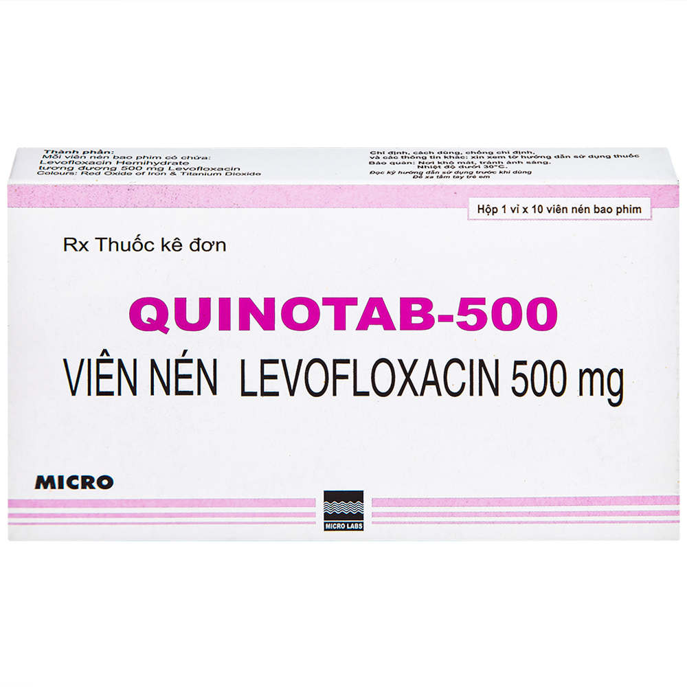 Hình ảnh Thuốc Quinotab-500 Micro điều trị các chứng nhiễm trùng (1 vỉ x 10 viên) 