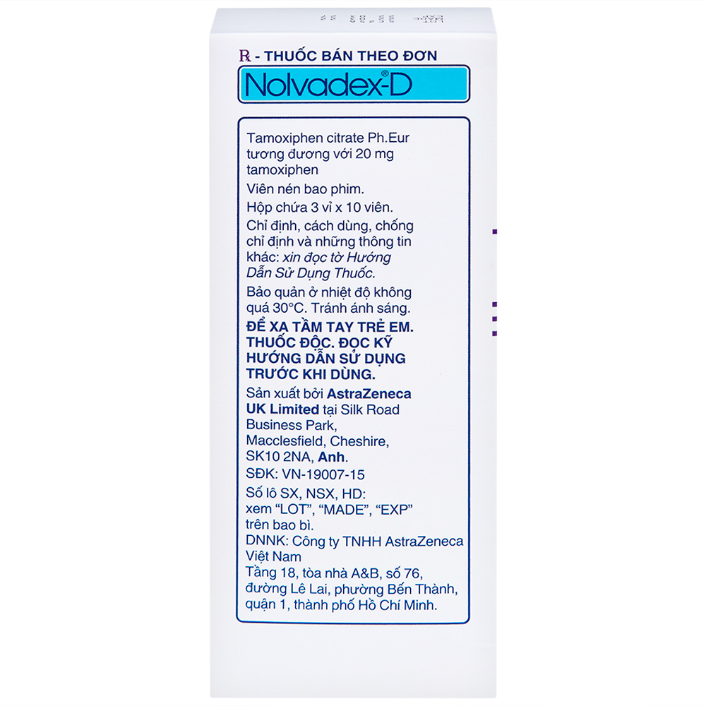 Hình ảnh Viên nén Nolvadex-D AstraZeneca điều trị ung thư vú (3 vỉ x 10 viên)