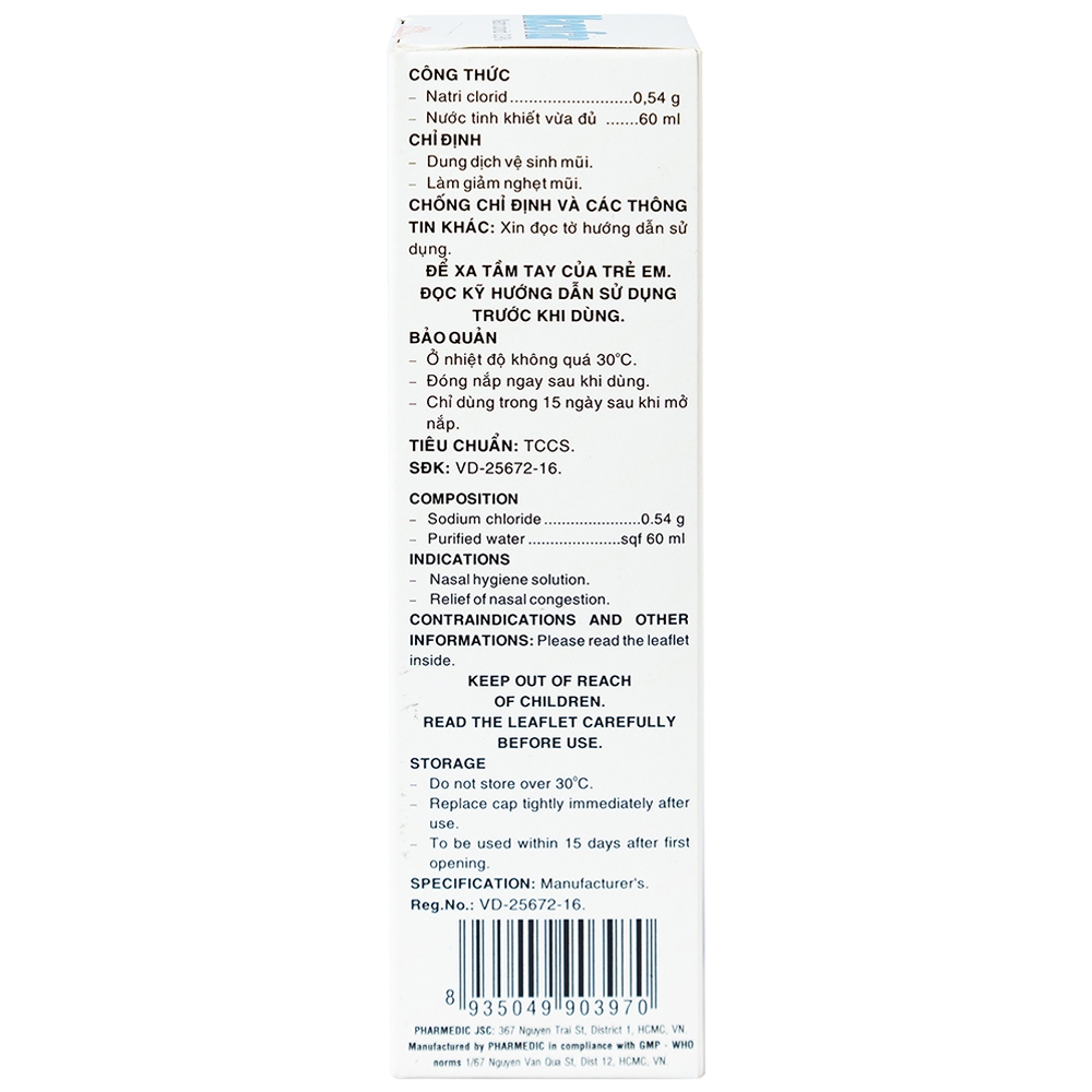 Hình ảnh Dung dịch xịt mũi Nacofar Pharmadic vệ sinh mũi, giảm nghẹt mũi (60ml)
