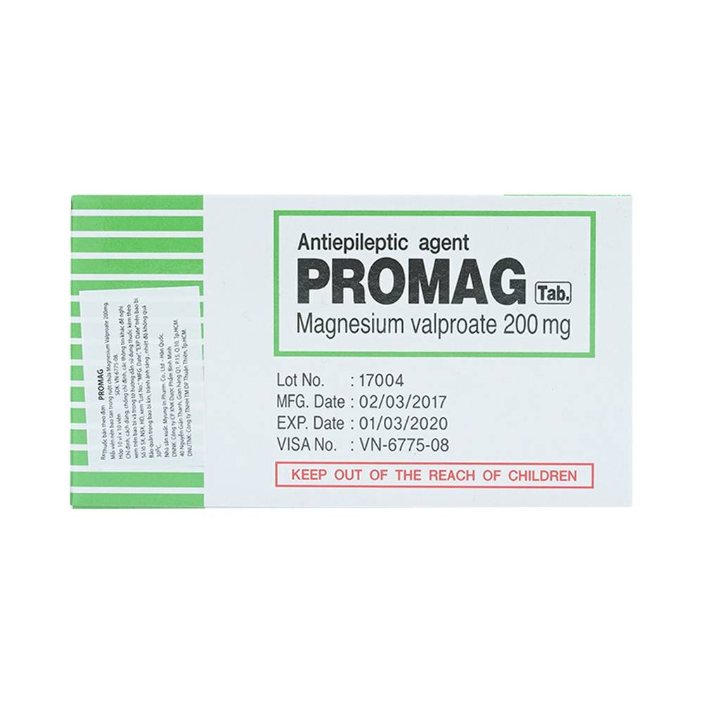 Hình ảnh Thuốc Promag Tab 200mg Myung In Pharm điều trị động kinh (10 vỉ x 10 viên)
