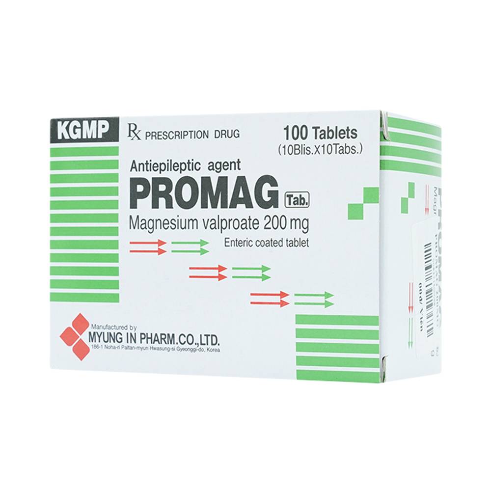 Hình ảnh Thuốc Promag Tab 200mg Myung In Pharm điều trị động kinh (10 vỉ x 10 viên)