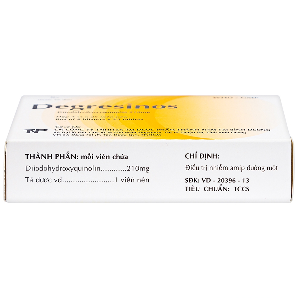 Hình ảnh Thuốc Degresinos Thành Nam điều trị nhiễm amip đường ruột (4 vỉ x 25 viên)