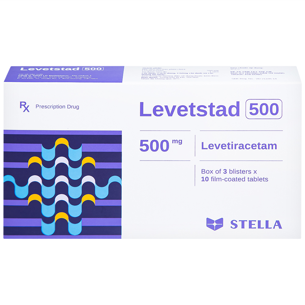 Hình ảnh Thuốc Levetstad 500 Stella điều trị động kinh khởi phát cục bộ (3 vỉ x 10 viên)