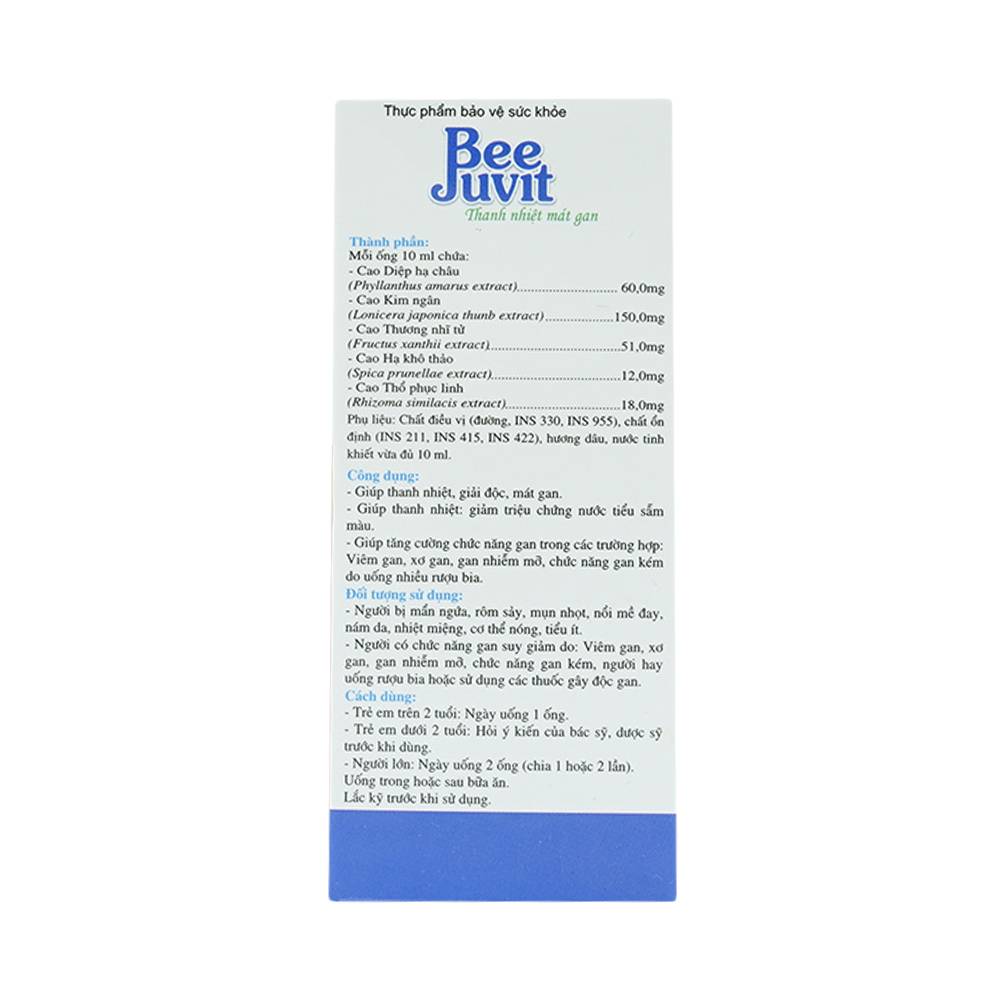 Hình ảnh Dung dịch uống Bee Juvit thanh nhiệt mát gan (4 vỉ x 5 ống x 10ml)
