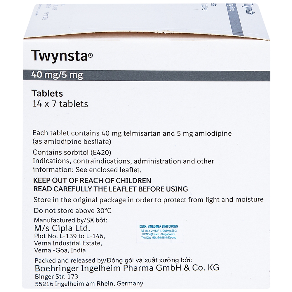 Hình ảnh Thuốc Twynsta 40mg/5mg Boehringer điều trị tăng huyết áp vô căn (14 vỉ x 7 viên)