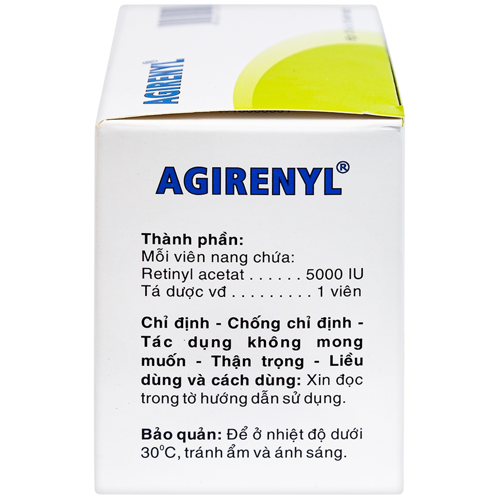 Hình ảnh Thuốc Agirenyl 5000IU Agimexpharm phòng và điều trị thiếu vitamin A (10 vỉ x 10 viên)
