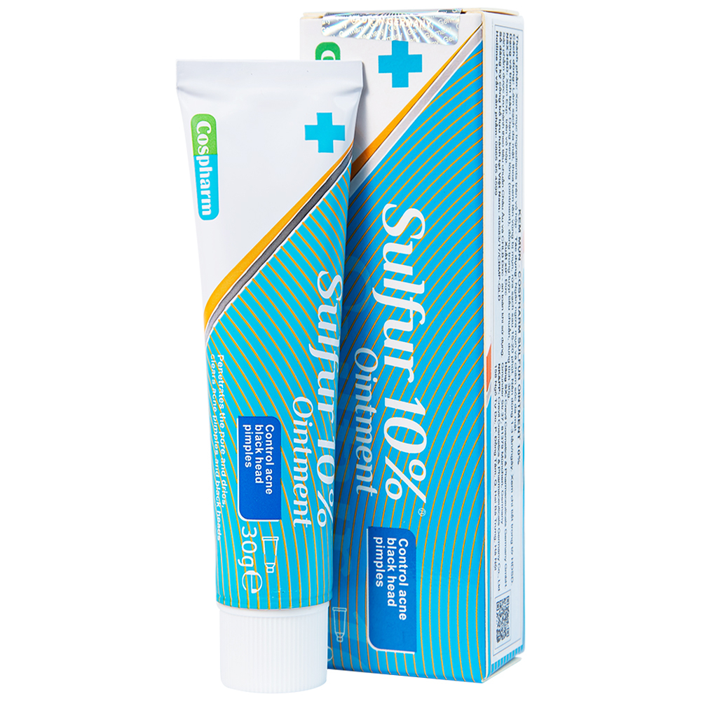 Hình ảnh Kem mụn Sulfur 10% Ointment Cospharm ngăn ngừa mụn và chăm sóc da mặt (30g)