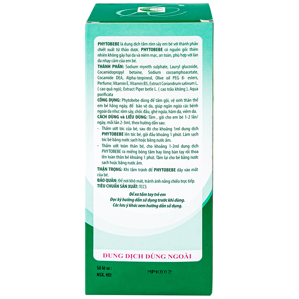 Hình ảnh Dung dịch tắm rôm sảy em bé PhytoBeBe Opodis Pharma (250ml)