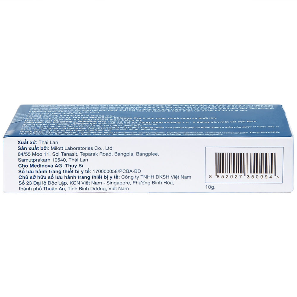 Hình ảnh Kem bôi dạng gel Hiruscar Silicone Pro Medinova mờ sẹo, giảm ngứa và khó chịu liên quan đến sẹo (10g)