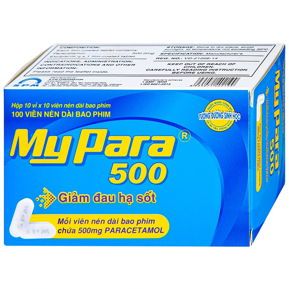 Hình ảnh Thuốc My Para 500mg S.P.M hỗ trợ giảm đau hạ sốt (10 vỉ x 10 viên)	