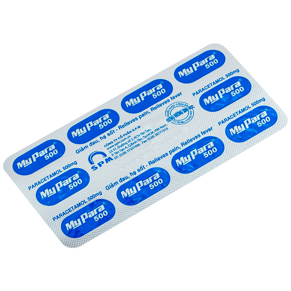 Hình ảnh Thuốc My Para 500mg S.P.M hỗ trợ giảm đau hạ sốt (10 vỉ x 10 viên)	