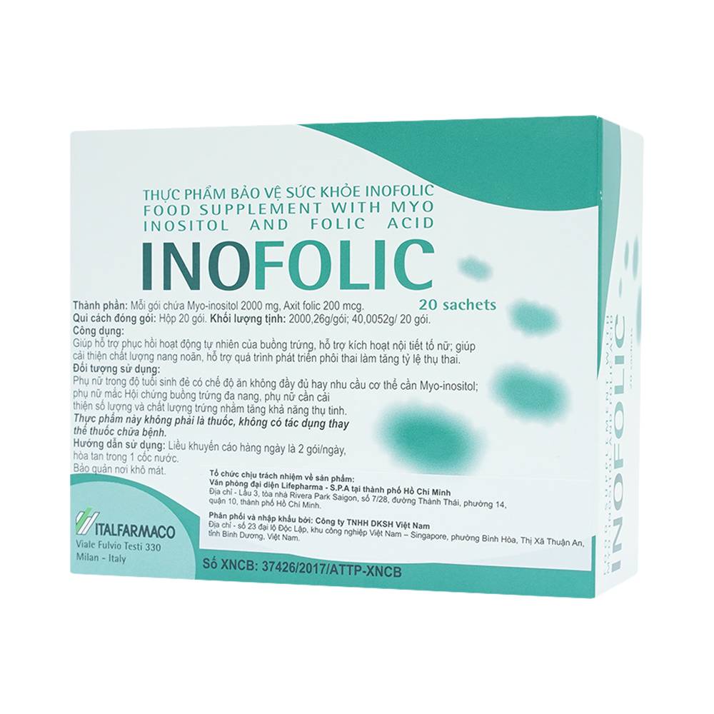 Hình ảnh Bột Inofolic Italfarmaco hỗ trợ phục hồi hoạt động tự nhiên của buồng trứng, kích hoạt nội tiết tố nữ (20 gói)