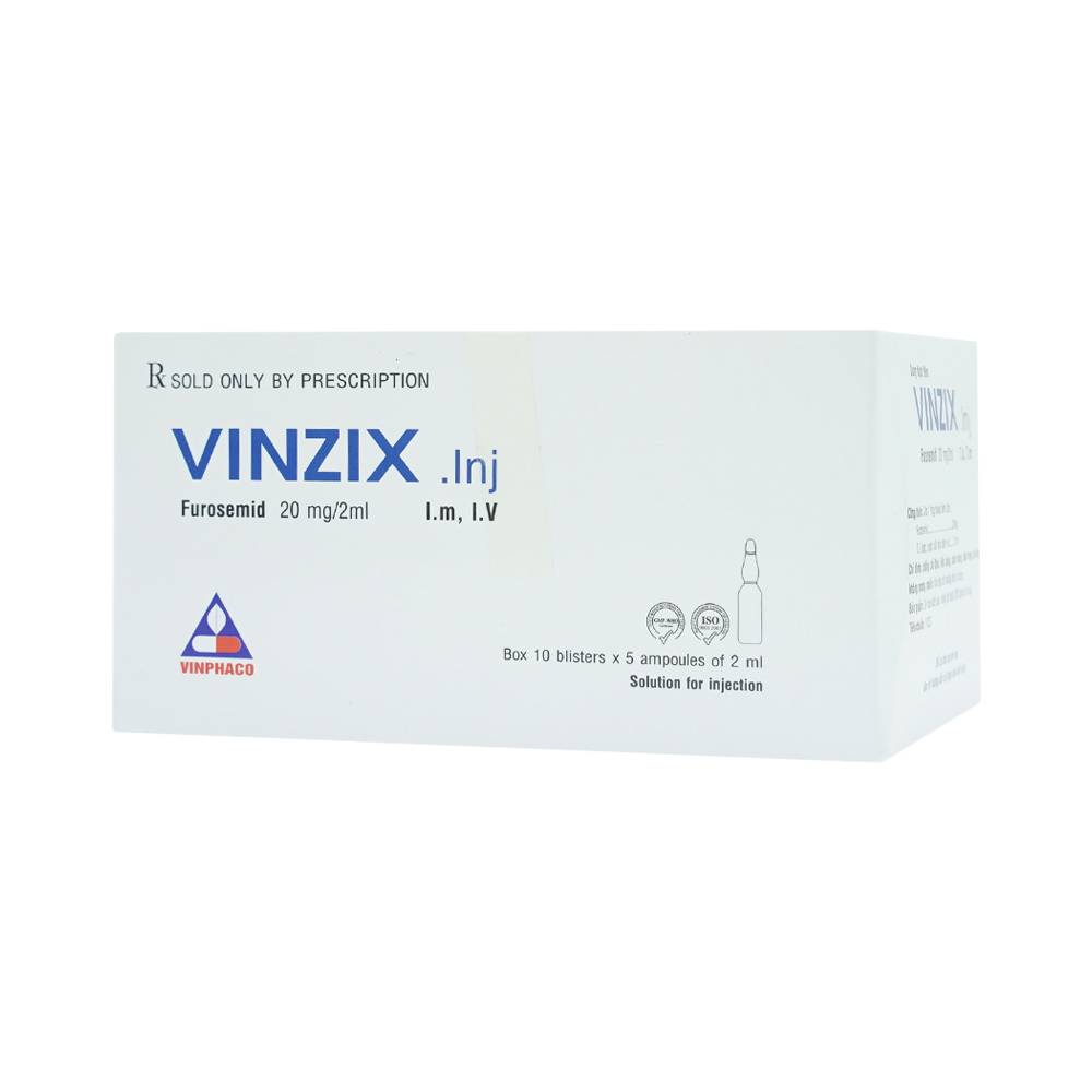 Hình ảnh Dung dịch Vinzix 20mg/2ml Vinphaco điều trị phù trong suy tim sung huyết (10 vỉ x 5 ống x 2ml)