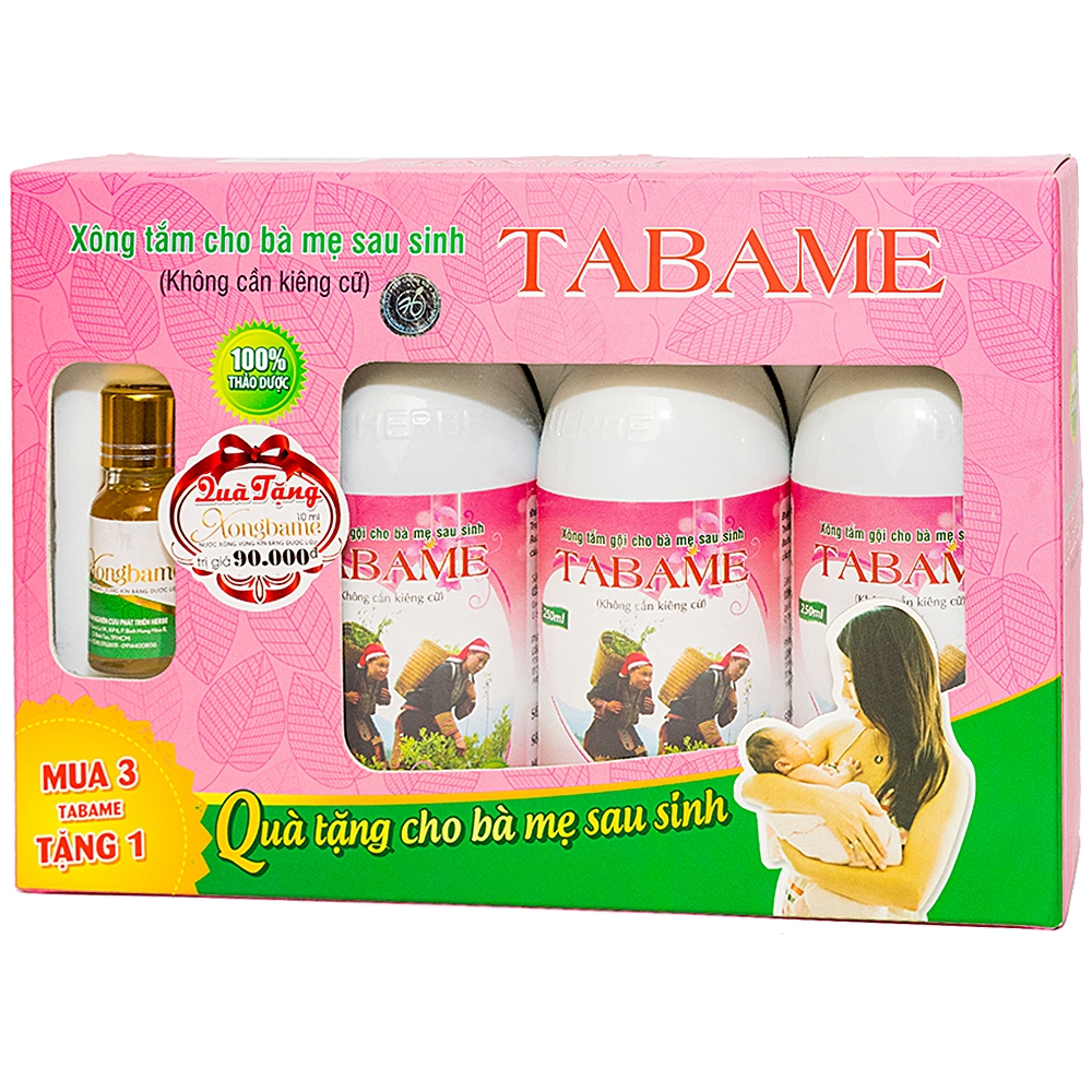 Hình ảnh Xông tắm cho bà mẹ sau sinh Tabame Herbe tăng cường sức khỏe, hỗ trợ điều trị sản hậu (3 chai)