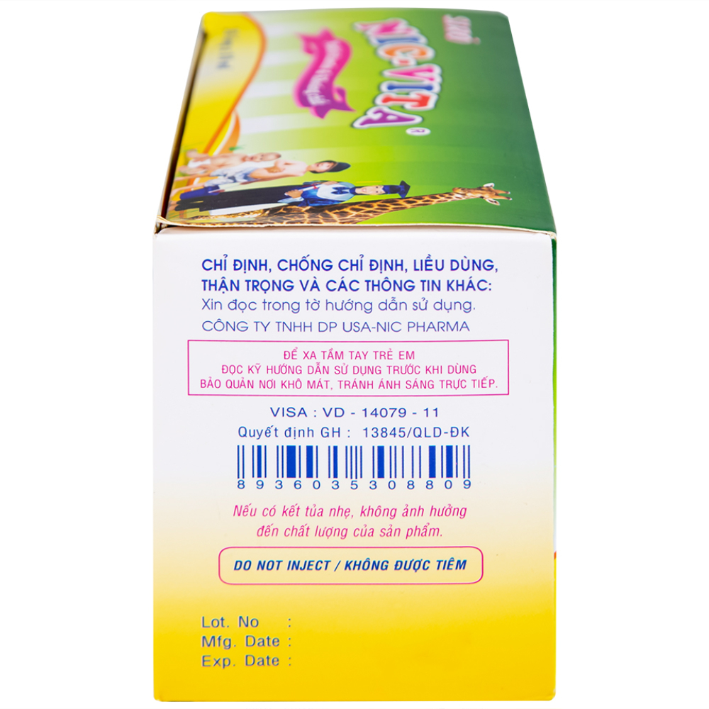 Hình ảnh Siro Nic-Vita bổ sung dinh dưỡng, phát triển chiều cao ở trẻ em (20 ống x 10ml) 