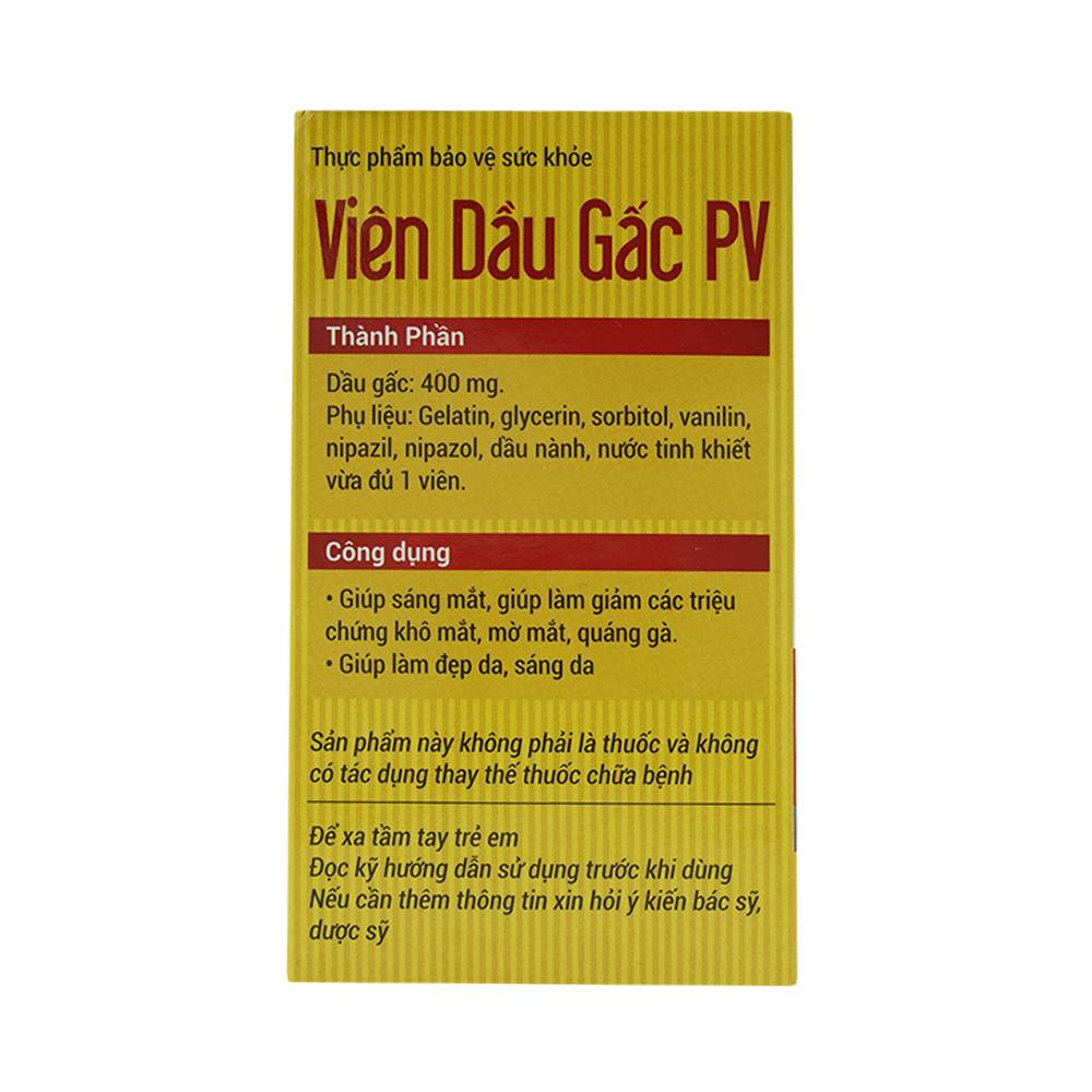 Hình ảnh Viên Dầu Gấc PV hỗ trợ giúp làm sáng mắt, giảm khô mắt, mờ mắt, quáng gà (100 viên)