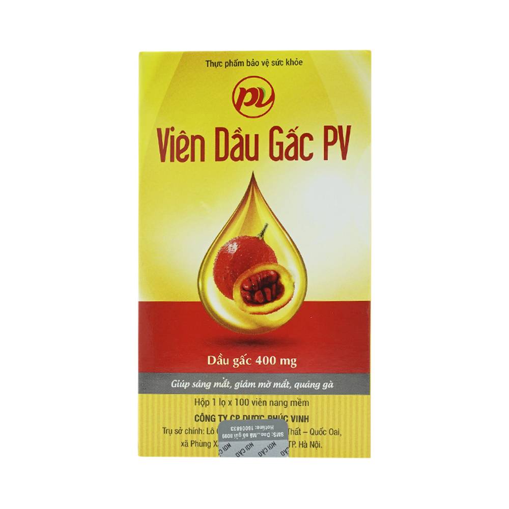 Hình ảnh Viên Dầu Gấc PV hỗ trợ giúp làm sáng mắt, giảm khô mắt, mờ mắt, quáng gà (100 viên)