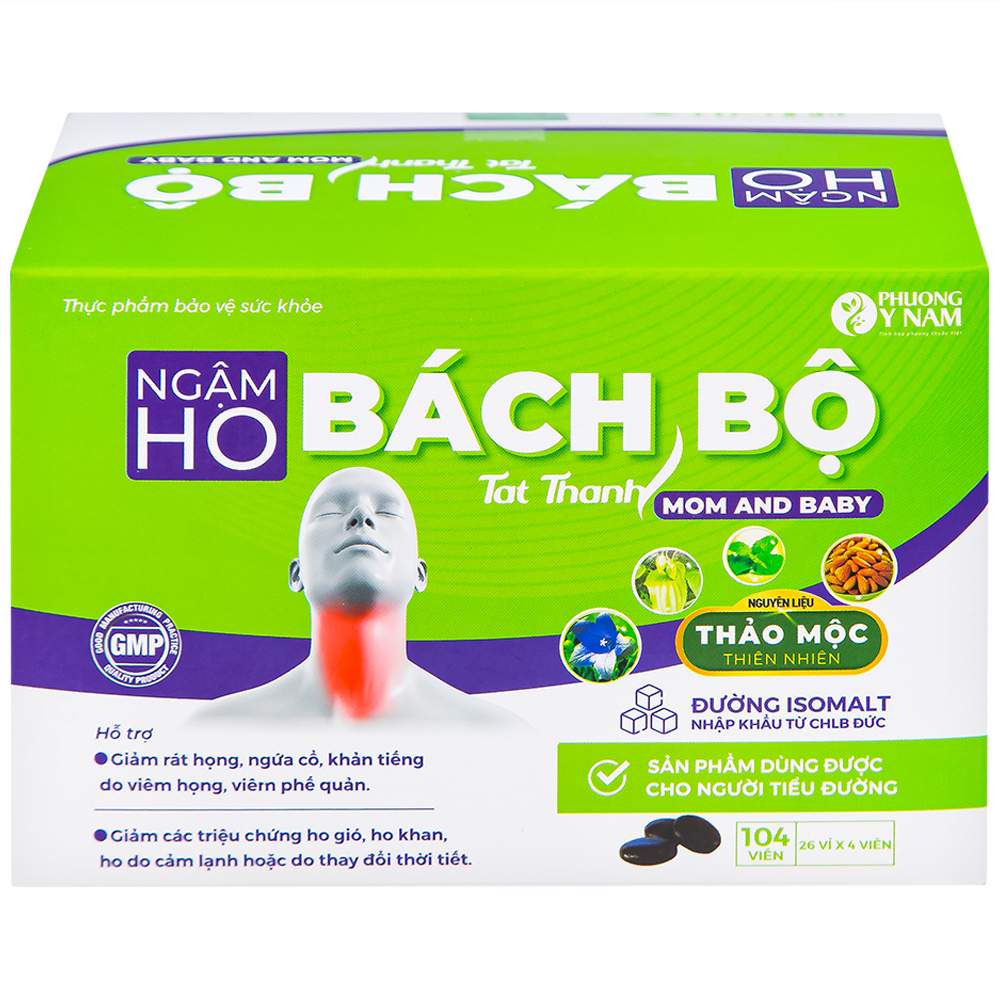 Hình ảnh Viên ngậm ho Bách Bộ Mom And Baby Tất Thành hỗ trợ giảm rát họng, ngứa cổ, khản tiếng (26 vỉ x 4 viên)
