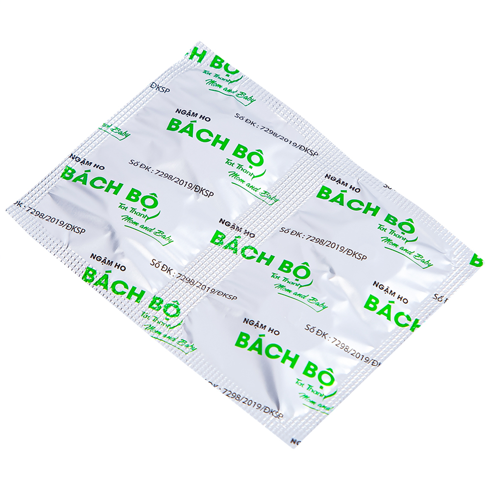 Hình ảnh Viên ngậm ho Bách Bộ Mom And Baby Tất Thành hỗ trợ giảm rát họng, ngứa cổ, khản tiếng (5 vỉ x 4 viên)