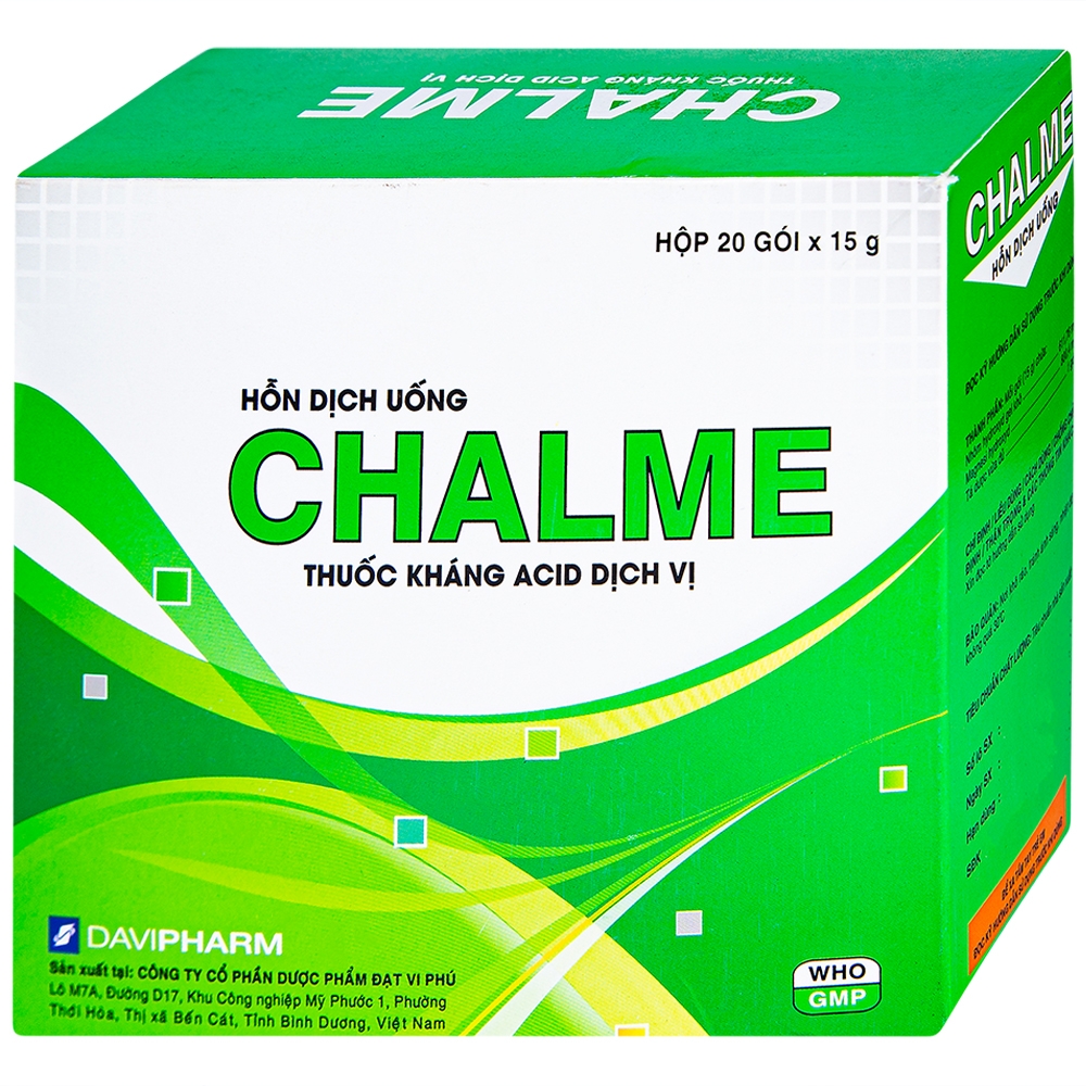 Hình ảnh Hỗn dịch uống Chalme Davipharm điều trị viêm loét dạ dày (20 gói x 15g)
