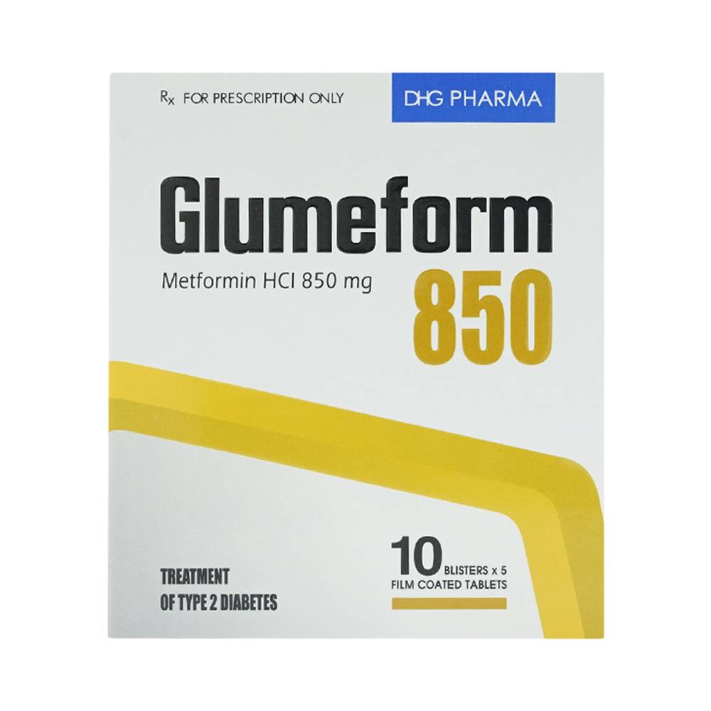 Hình ảnh Thuốc Glumeform 850 DHG điều trị bệnh đái tháo đường típ 2 (10 vỉ x 5 viên)
