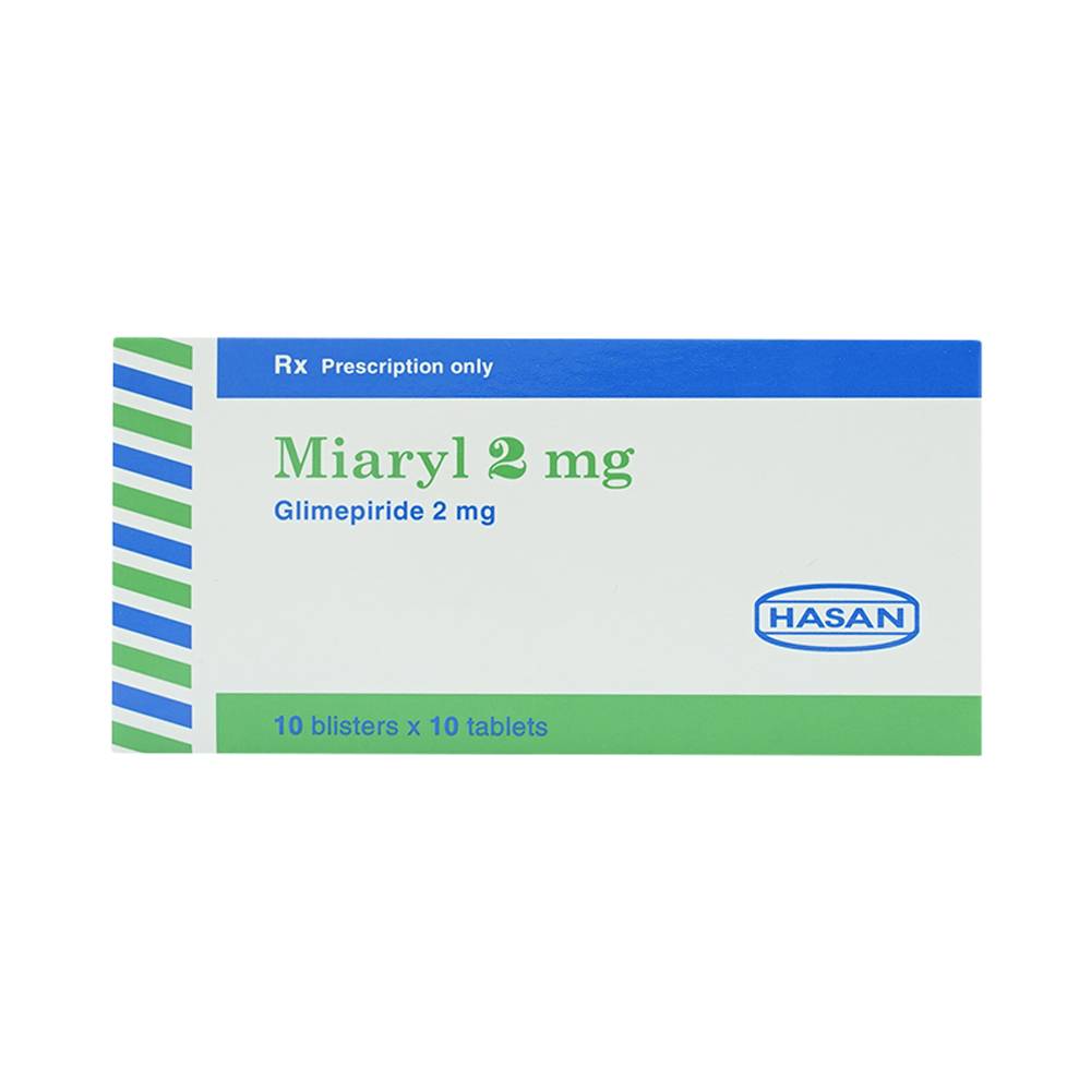 Hình ảnh Viên nén Miaryl 2mg Hasan điều trị đái tháo đường típ 2 (10 vỉ x 10 viên)