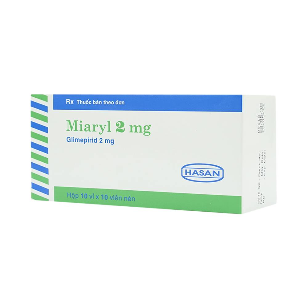 Hình ảnh Viên nén Miaryl 2mg Hasan điều trị đái tháo đường típ 2 (10 vỉ x 10 viên)