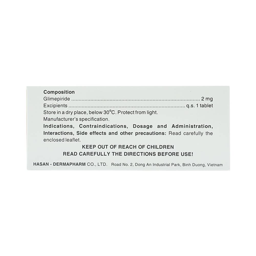 Hình ảnh Viên nén Miaryl 2mg Hasan điều trị đái tháo đường típ 2 (10 vỉ x 10 viên)