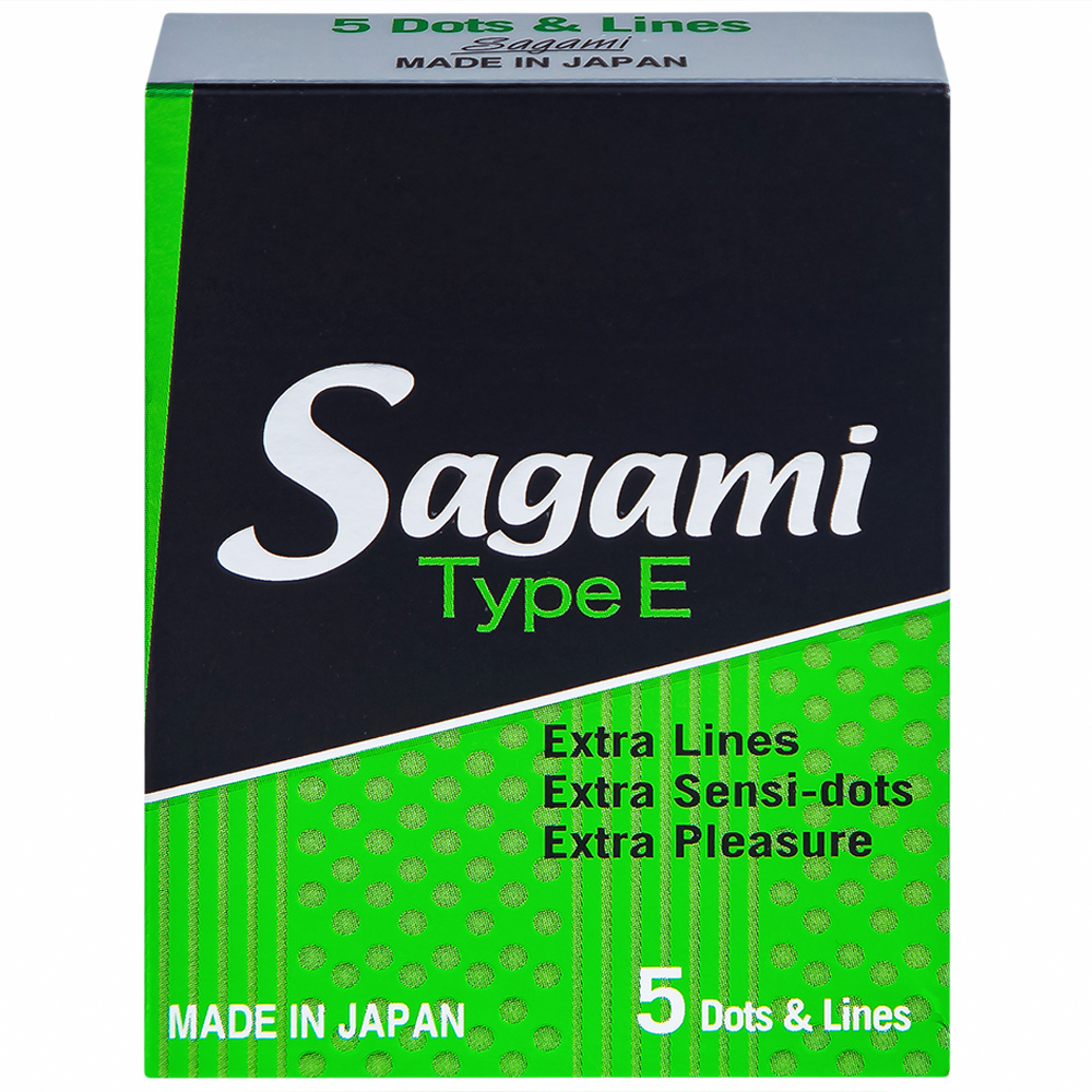 Hình ảnh Bao cao su Sagami Type E màu xanh có gân gai phòng tránh thai và bệnh lây qua đường tình dục (5 cái)