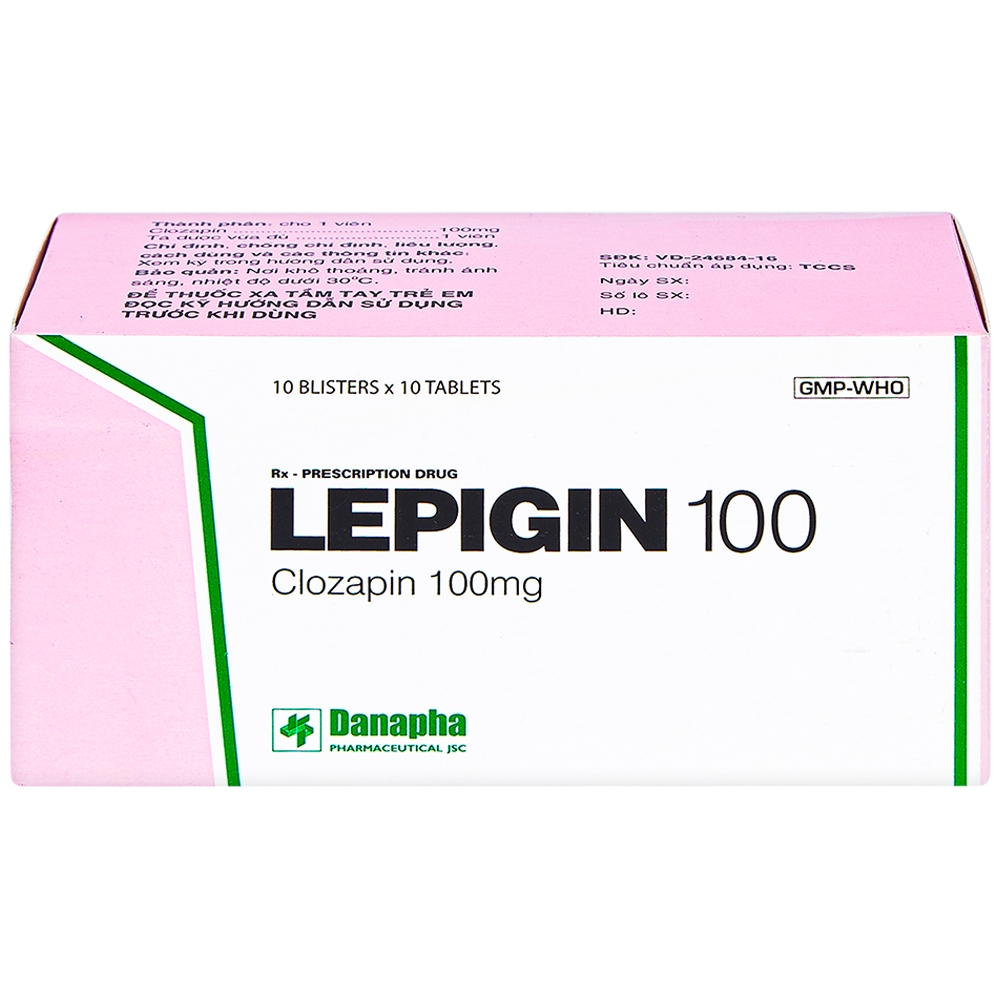Hình ảnh Viên nén Lepigin 100 Danapha điều trị tâm thần phân liệt mãn tính (10 vỉ x 10 viên)