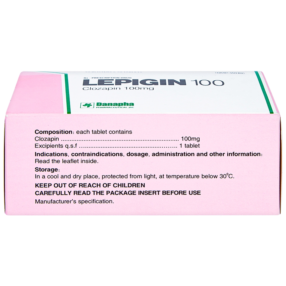 Hình ảnh Viên nén Lepigin 100 Danapha điều trị tâm thần phân liệt mãn tính (10 vỉ x 10 viên)
